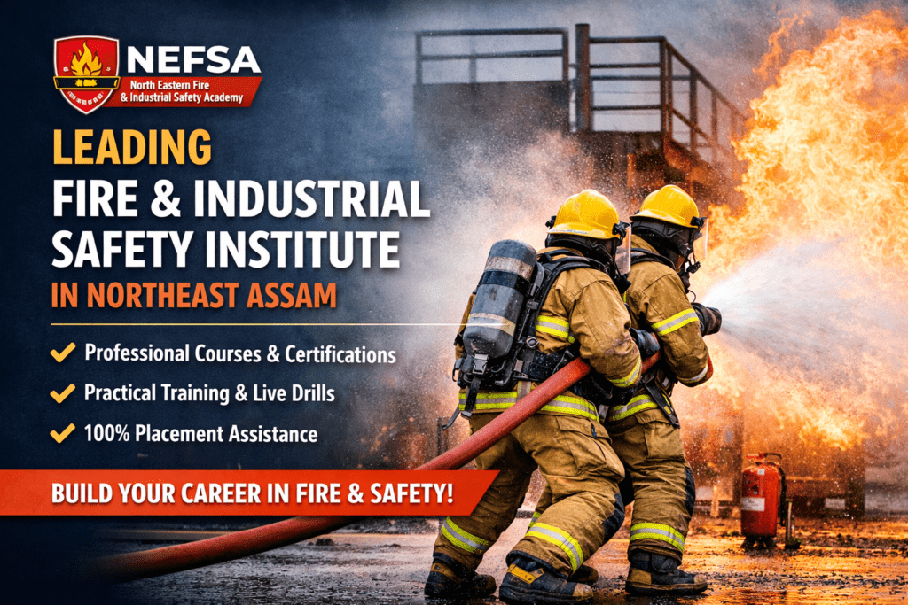 NEFSA fire and industrial safety training institute in Northeast Assam with live fire drill practice