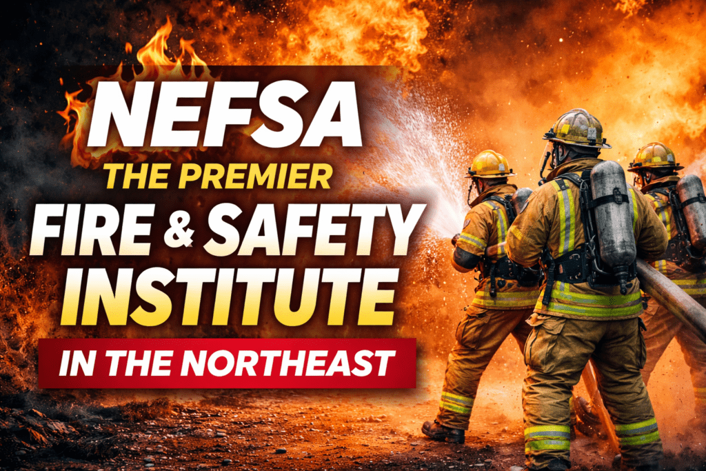 Firefighters battling a blaze, showcasing NEFSA as the leading Fire & Safety Institute in Northeast India.