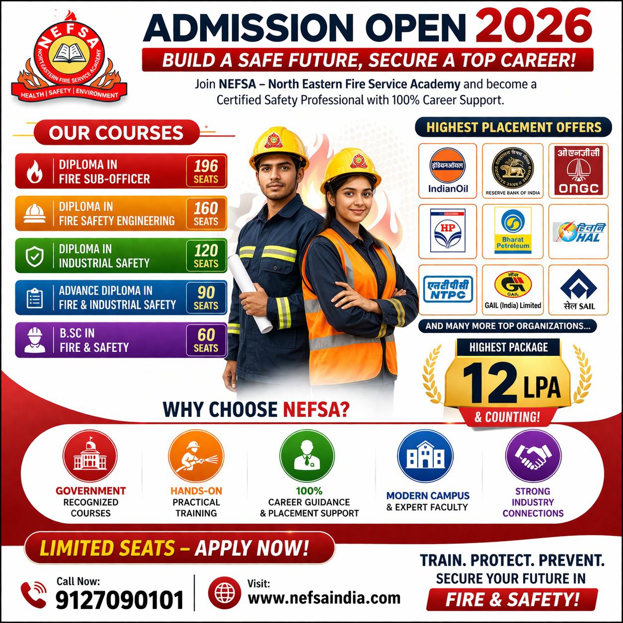 NEFSA Fire Academy students performing fire safety training drill in Assam