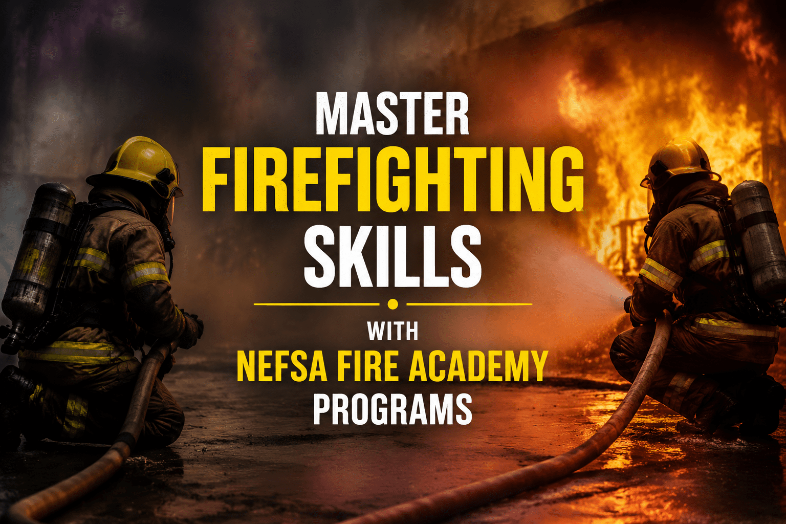 Firefighters practicing fire safety drills at Nefsa Fire Academy