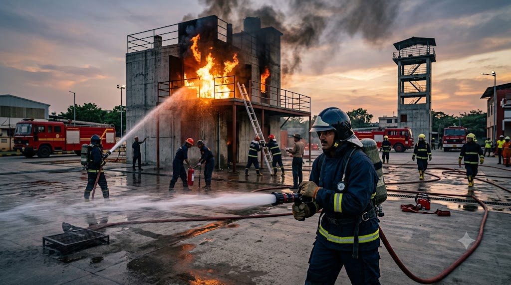 Students receiving professional fire safety training at NEFSA India, the best fire academy in India
