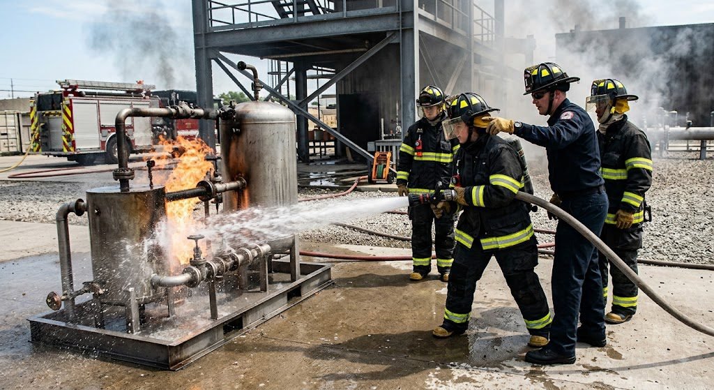 Students receiving industry-focused fire and safety training at NEFSA in Assam