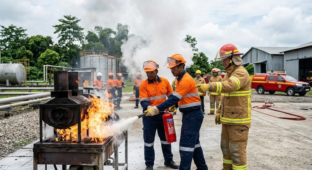 Students attending professional fire and safety training at NEFSA in Dibrugarh
